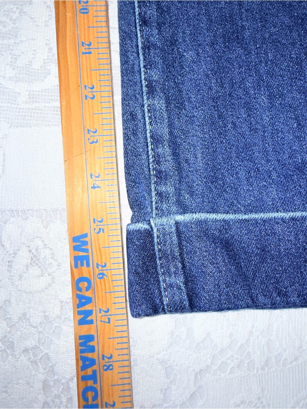 FRAME 70s Seamed Cuffed Crop Straight Leg Jeans Lago Di Como 30 medium dark blue - Picture 11 of 16